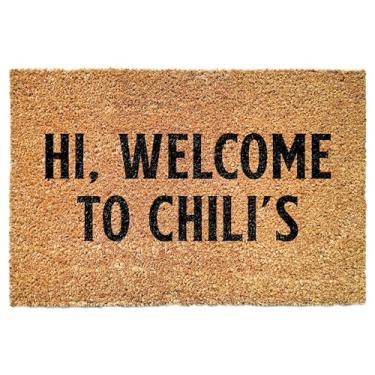 Imagem de Capacho Hi Welcome to Chilis – Capacho engraçado – Capacho engraçado – Capacho com chilis – Presente de inauguração – Presente de aniversário – Presente de casamento – Capacho para Chilis