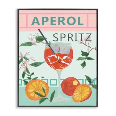 Imagem de Stupell Industries Aperol Tropical Cocktail Preto Emoldurado Giclée Arte de Parede Design por Melissa Wang, 11 x 14