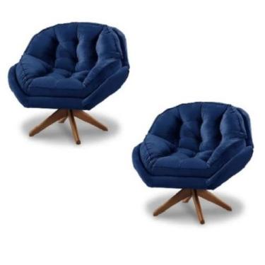 Imagem de Kit 2 Poltrona Decorativa Estofada Base Giratória Califórnia - Fina Mo