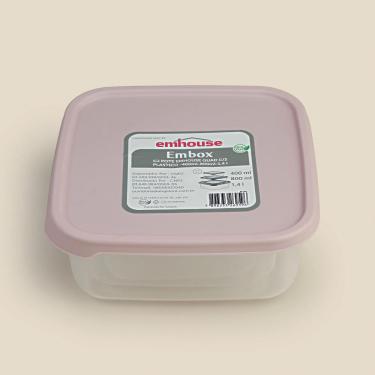 Imagem de Conjunto de Potes Quadrado Plástico com 3 peças Sortidos EMHOUSE