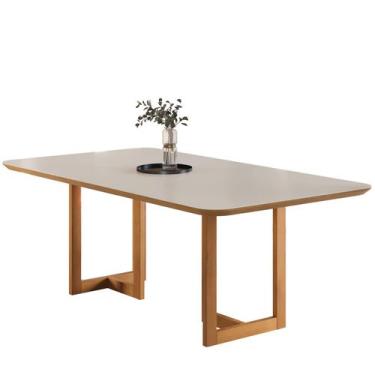 Imagem de Mesa de Jantar 6 Lugares Retangular, Lírio  Base de Madeira Maciça com