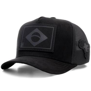 Imagem de Boné Sacudido`s - Bandeira do Brasil - Preto - Tamanho Especial