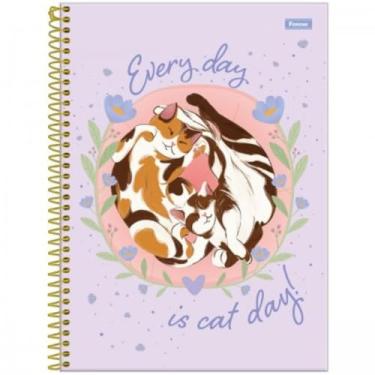 Imagem de Caderno Universitário Grande Smoogies 1 Matéria Pets Cachorro e Gato - 80 Folhas (Roxo)