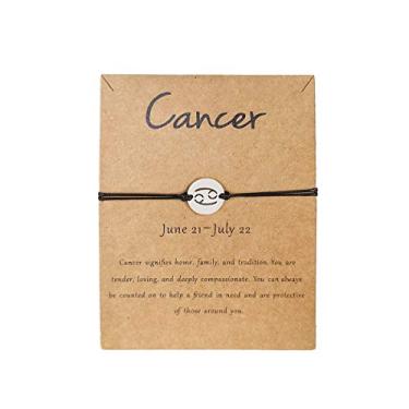 Imagem de HUJUON Pulseira de ouro 14 k com signo de constelação para mulheres. 12 pulseira de horóscopo astrológico/tornozeleira para meninas adolescentes amizade casal joias com cartão, One Size, Metal, Não