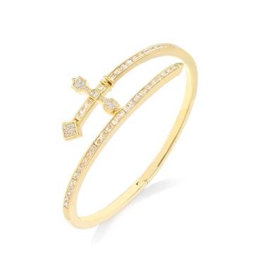 Imagem de Lulu Mel Iced Out Pulseira de diamante baguete para mulheres, hip hop masculino banhado a ouro 14 k pulseira de zircônia cúbica banhado a ouro, pulseira de coração para meninas com caixa de joias, 7 inch, Zircônia cúbica