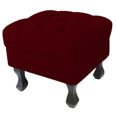 Imagem de Puff Decorativo Em Captonê Retrô Luis Xv Suede Vermelho Bordô - lm decor