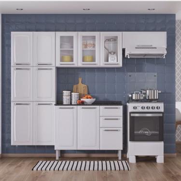 Imagem de Cozinha Compacta em Aço 4 Peças 13 Portas 2 Gavetas Paneleiro Duplo em Aço Luce Itatiaia