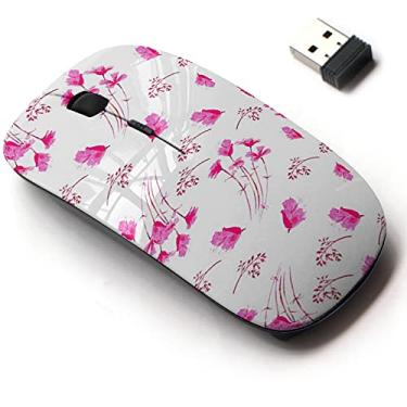 Imagem de Mouse sem fio 2,4 G com design de padrão fofo para todos os laptops e desktops com nano receptor - Aquarela vintage floral