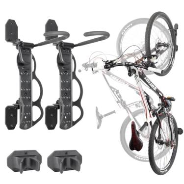 Imagem de Suporte giratório de parede para bicicleta BikeHand – Suporte de parede com gancho vertical – Suporte de bicicleta para armazenamento de garagem interna para MTB e bicicletas de estrada – Largura