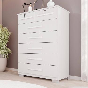Imagem de Cômoda para Quarto 7 Gavetas Topázio Expresso Móveis Branco
