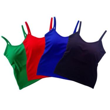 Imagem de Kit 5 Blusas Blusinha Feminina Basica Regata Alcinha  Bojo - Vibe Moda