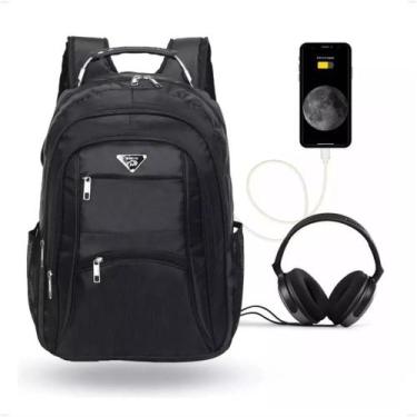 Imagem de Mochila Masculina Notebook Reforçada Impermeavel Usb Fone Viagem Femin