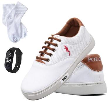 Imagem de Kit Tênis Casual Infantil Menino + Relógio Digital + Meia - Polo Blu, 