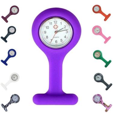 Imagem de Relógio Lapela Silicone Enfermagem - Love Saude, ROXO