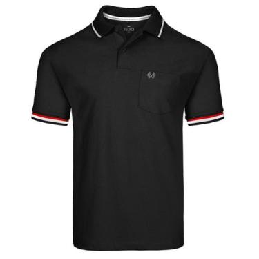 Imagem de Camisa Polo Masc Básica Meia Malha C Bolso Vilejack VMGP0116, Preto, G