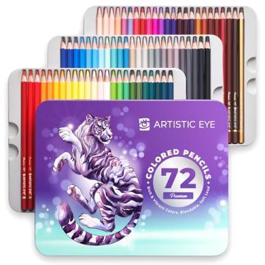 Imagem de Lápis de cor premium ARTISTIC EYE | Conjunto de 72, grafite macio de qualidade de 3,8 mm, cores ricas e vibrantes, misturáveis, perfeitos para artistas iniciantes e avançados