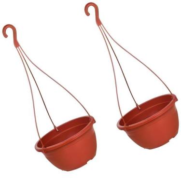 Imagem de Kit 2 Vasos De Pendurar Suspensos Pra Plantas Cuia 21cm Mesa, Terracot
