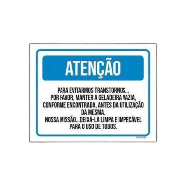 Imagem de Placa Sinalização - Atenção Manter Geladeira Vazia 36X46 - Sinalizo.Co