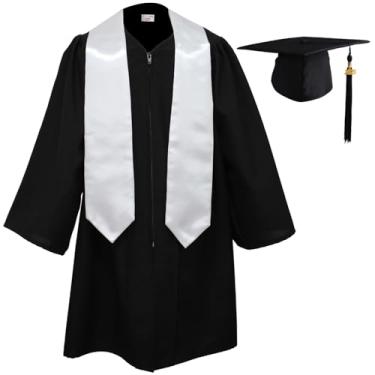 Imagem de OSBO GradSeason Conjunto de vestido de formatura unissex fosco para jardim de infância 2021 com estola de impressão