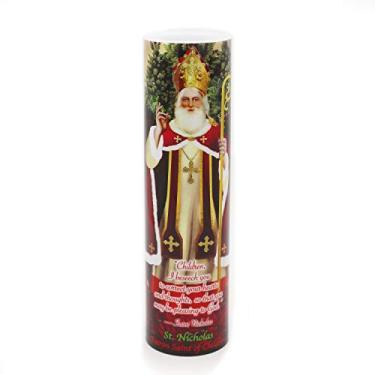Imagem de THE SAINTS COLLECTION Saint Nicholas of Myra, LED Flameless Devotion Prayer Candle, Religious Gift, 6 Hour Timer for More Hours of Enjoyment and Devotion! Dimensions 8.1875" x 2.375"