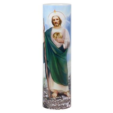 Imagem de THE SAINTS COLLECTION Saint Jude, LED Flameless Devotion Prayer Candle, Religious Gift, 6 Hour Timer for More Hours of Enjoyment and Devotion! Dimensions 8.1875" x 2.375"