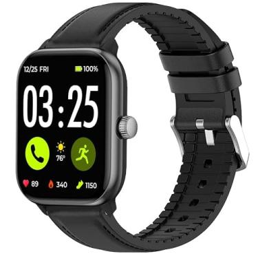 Imagem de Compatível com as pulseiras Spade & Co Health Smartwatch 4, pulseiras de substituição respiráveis de silicone de couro compatíveis com o smartwatch Spade & Co Health 4 de 4 cm (preto, pulseira de