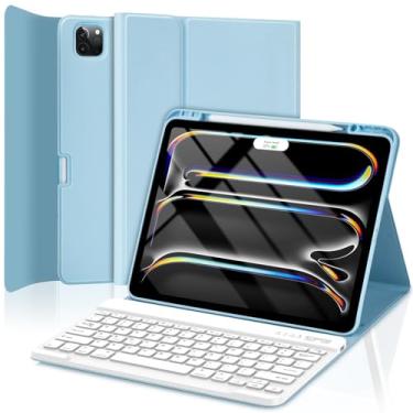 Imagem de TQQ Capa para iPad Pro de 13 polegadas (M4) 2024 com teclado, capa de teclado para iPad Pro de 13 polegadas (M4), destacável - suporte para lápis - capa com suporte flip - capa para iPad Pro de 13