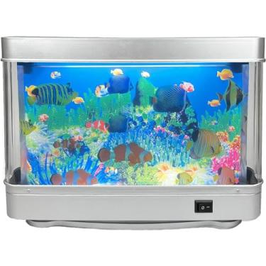Imagem de Aquário decorativo Tokenkuko com peixes artificiais, luminária com movimento, miniaquário com peixes tropicais, luz noturna com peixes em movimento, presente ideal para crianças (tomada padrão EUA)