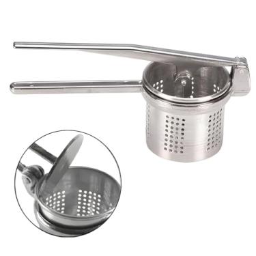 Imagem de Espremedor Amassador de Batatas Legumes Premium Manual em Alumínio Prata com Alça Longa Resistente para Cozinha Ideal para Fazer Purê de Batata