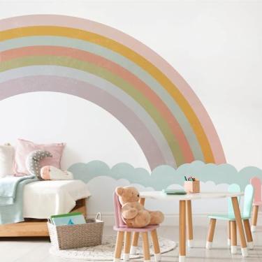 Imagem de Papel de Parede Quarto Infantil Arco-íris Tons Terrosos 9m²