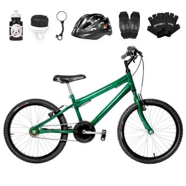 Imagem de Bicicleta Infantil Masculina Aro 20+ Proteção Verde Escuro