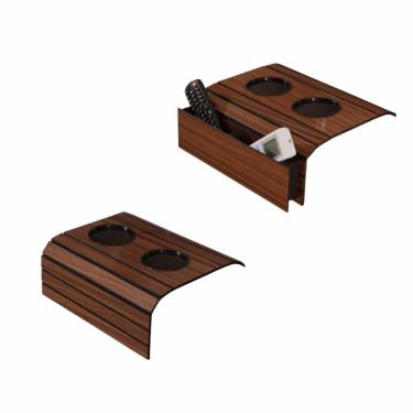 Imagem de Kit 2 Bandeja Esteira Para Braço De Sofá Mel Porta Copos E Controle