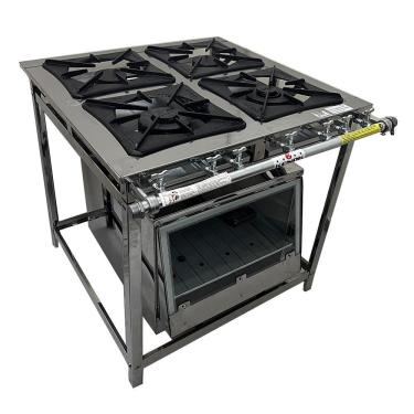 Imagem de Fogão Industrial 4 Bocas Com Forno Inox Baixa Pressão Trabor Kenok