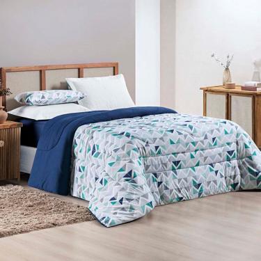 Imagem de Kit Edredom Grace King 01 Peça 100% Algodão Dupla Face Extra Macio Estampado - Azul Geométrico