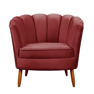 Imagem de Poltrona Ariel Petala Decorativa Com Pés De Madeira Speciale Home Vinho