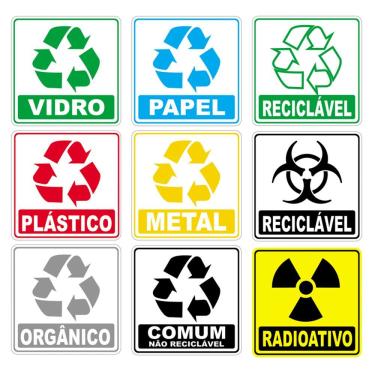 Imagem de Kit Adesivo Lixo Reciclavel 10cmx10cm Cor Colorido