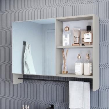 Imagem de Armário Espelheira Para Banheiro Com 1 Porta 1 Toalheiro E Nichos Arenas