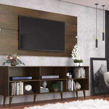 Imagem de Rack Estante Grande Painel Para Tv Até 55 Polegadas Com Pés Cacau
