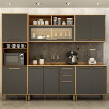 Imagem de Cozinha Completa 5 Peças 10 Portas 2 Gavetas Salvador Marrom-cinza
