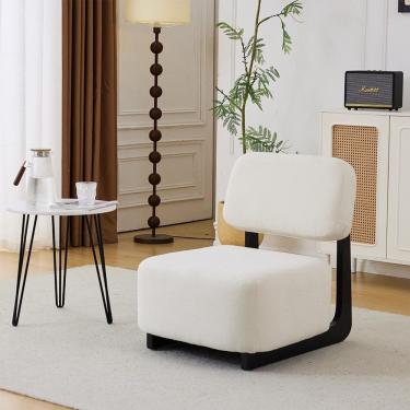 Imagem de Poltrona Molise Revestidos Em Tecido Bouclê 77x65x75,5cm Off White