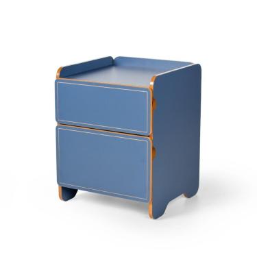 Imagem de Mesa De Cabeceira 2 Gavetas 45cm Cindy - Azul