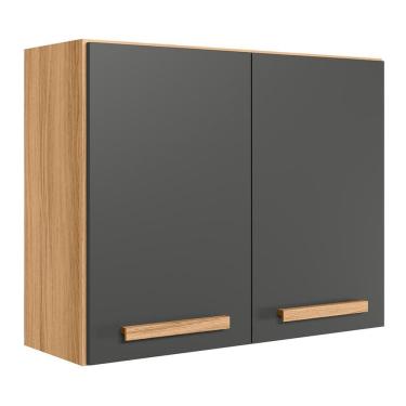 Imagem de Armário Aéreo Intenza 80cm 2 Portas Freijó-chumbo - Nicioli Freijó-chumbo