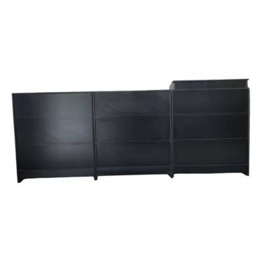 Imagem de Balcão Caixa + Balcão Recepção 100% Mdf Preto - Suprema Móveis