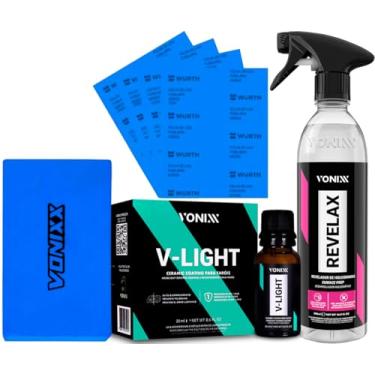 Imagem de Kit Automotivo Polimento Farol Revelax Lixa Vitrificador V-light Vonixx