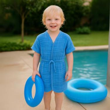Imagem de Roupão infantil criança praia piscina natação banho confortável macio 