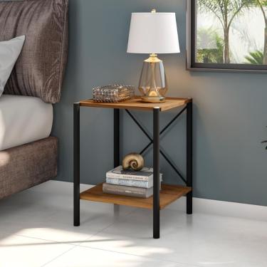 Imagem de Mesa De Cabeceira Industrial Hvitserk Preta