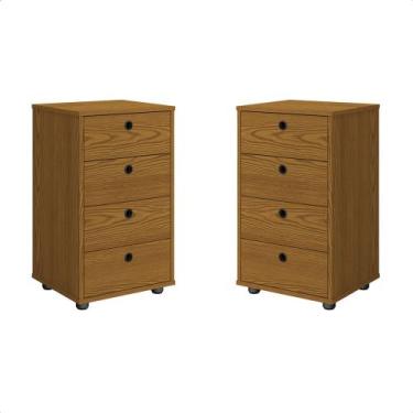 Imagem de Kit 2 Mesa De Cabeceira Multiuso Armarinho De Escritório Gaveteiro Cla