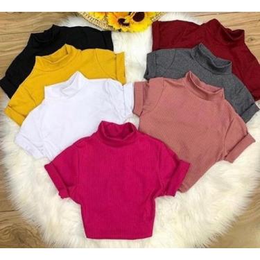 Imagem de Blusa cropped feminino gola alta manga curta moda - filo modas, Verde,