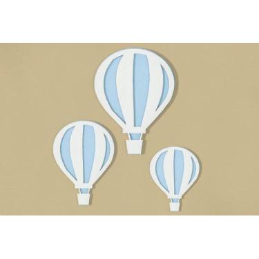 Imagem de Kit Decorativo Balão Azul MDF com Alto Relevo Quarto Menino - Amora Ca