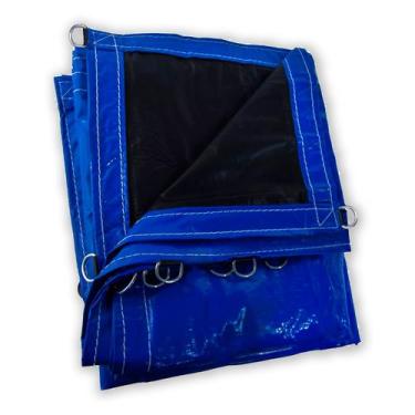 Imagem de Lona Para Caminhão Locomotiva PVC Azul/Preto Com Argola 5,5x3m